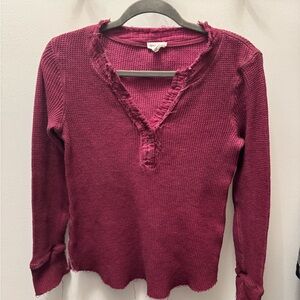 Tribal Jeans Magenta Long Sleeve thermal Top size  Small